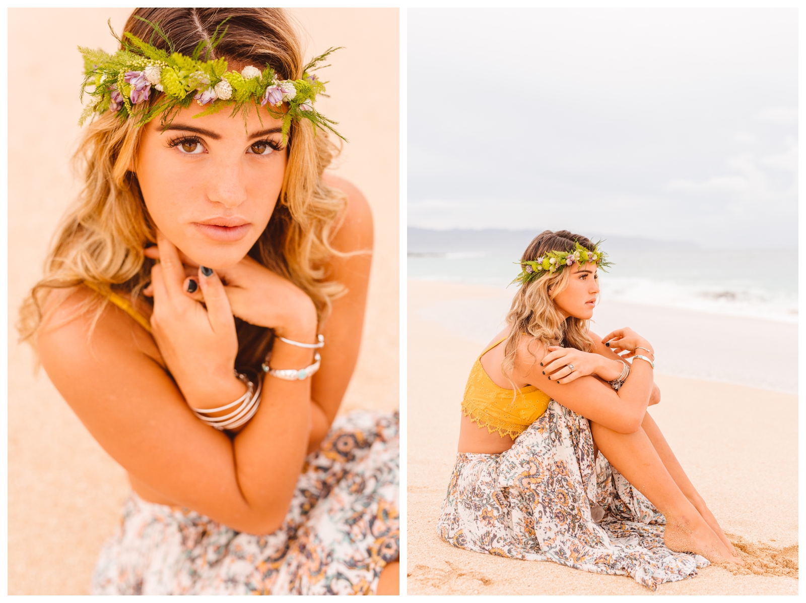 Bright Bohemian Inspired Beach Portrait Session - Oahu Hawaii - Brooke Michelle Photography