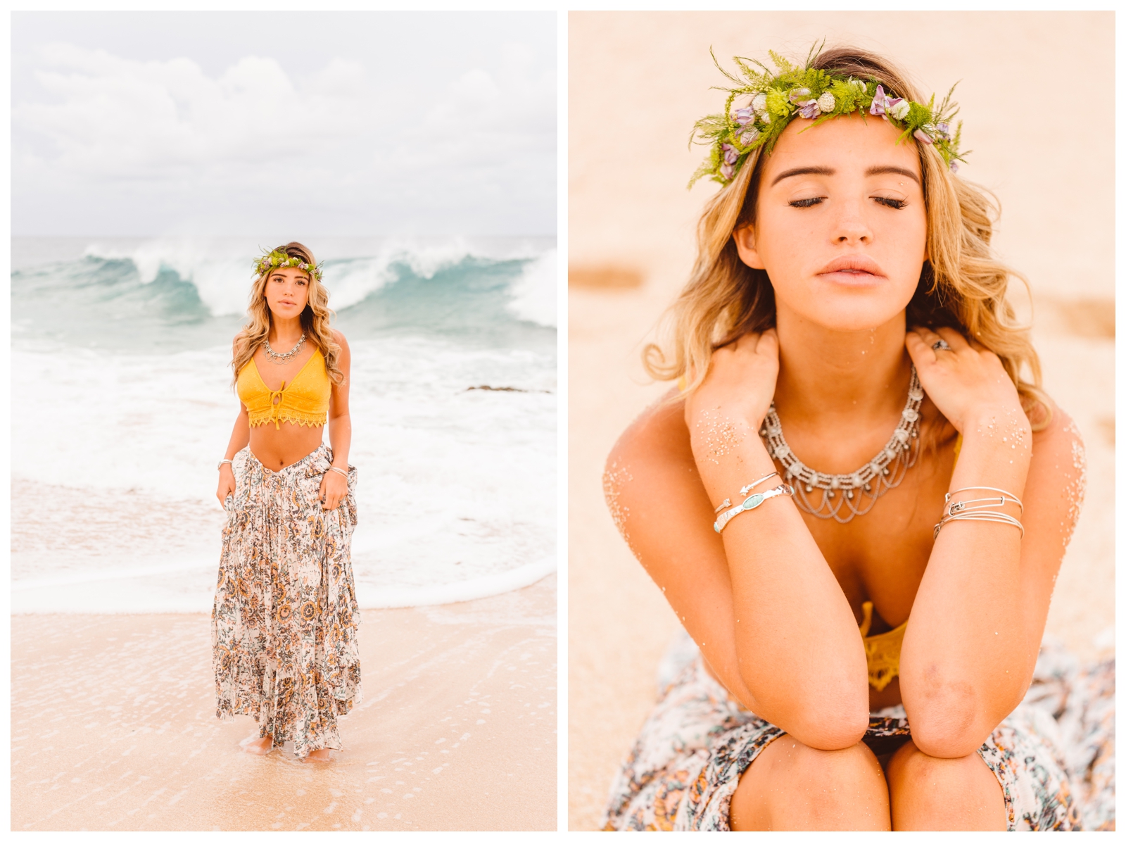 Bright Bohemian Inspired Beach Portrait Session - Oahu Hawaii - Brooke Michelle Photography
