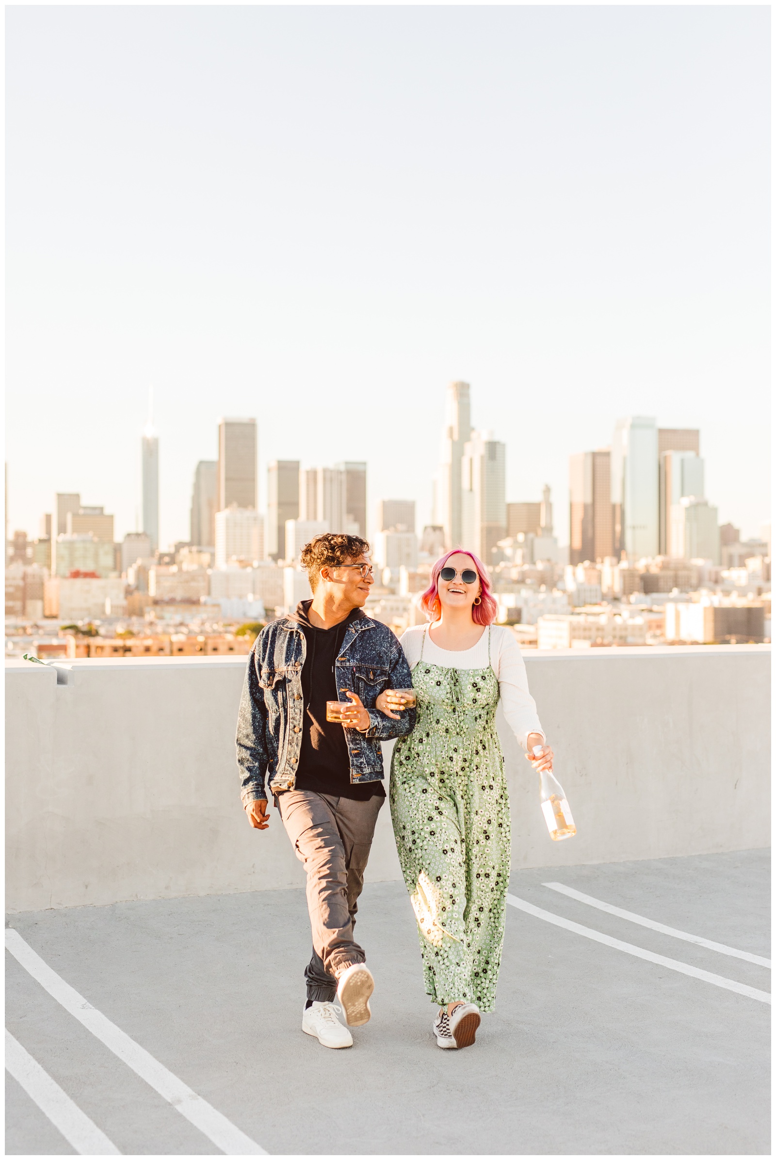 Downtown Los Angeles Rooftop Engagement Session - City Proposal Inspiration - Brooke Michelle Photo