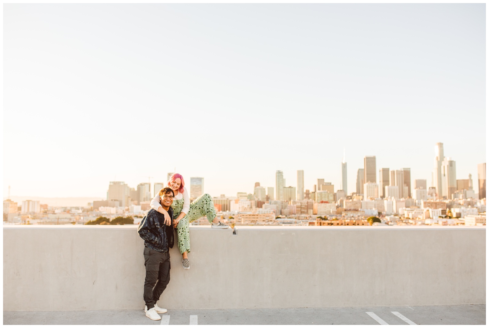 Downtown Los Angeles Rooftop Engagement Session - City Proposal Inspiration - Brooke Michelle Photo