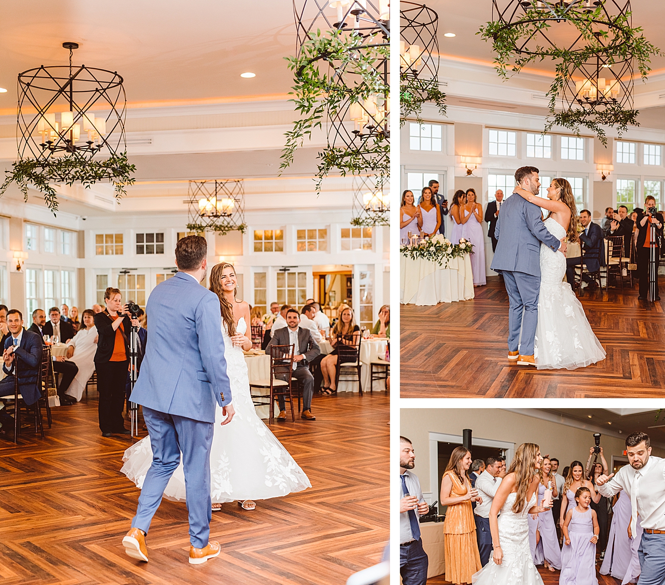Bride and groom twirling during first dance | bride and groom’s first dance at Chesapeake Bay Beach Club | Bride and groom dancing during reception | Brooke Michelle Photo
