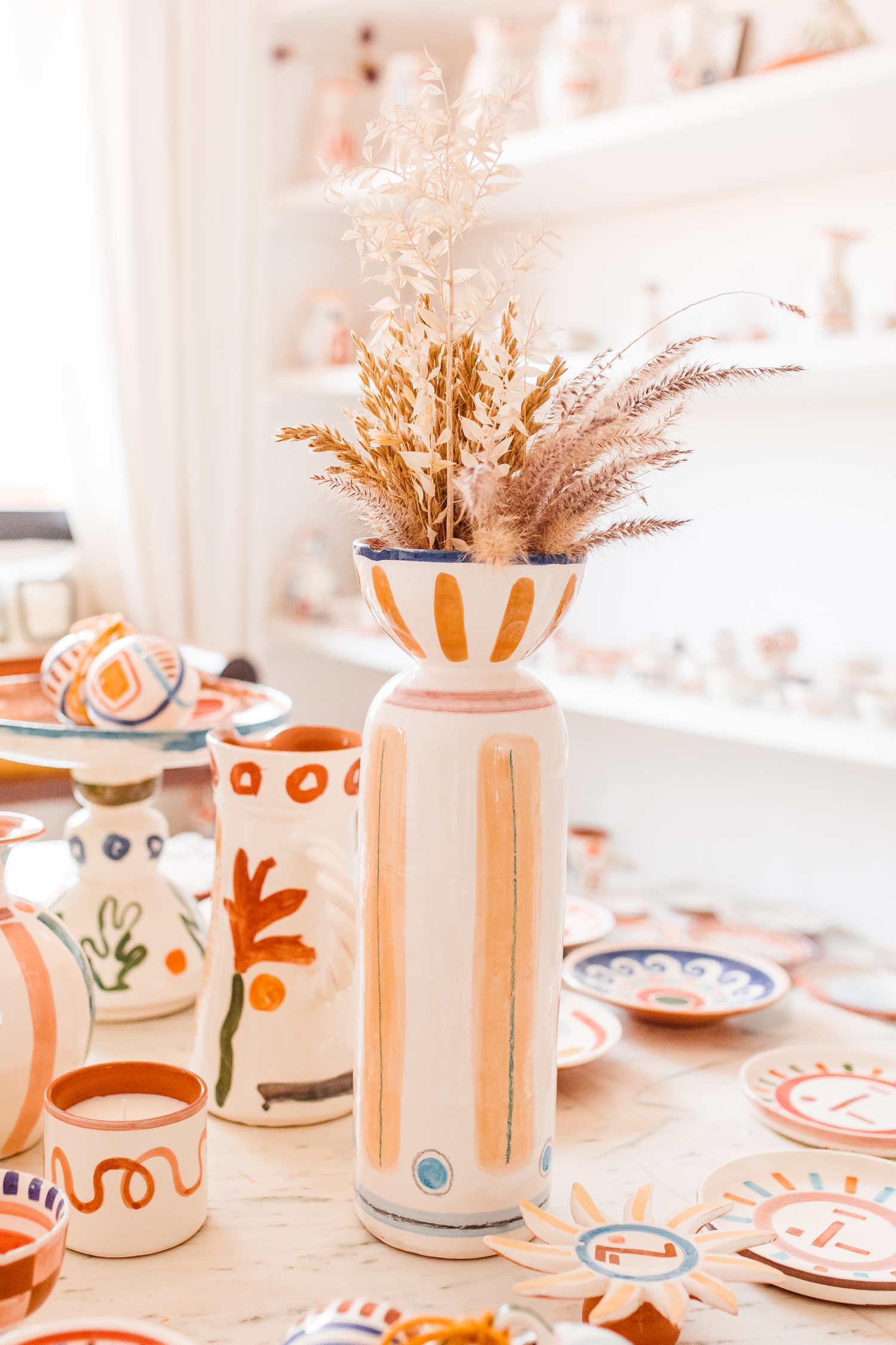 Hand painted pottery at store in Marrakesh, Morocco | Brooke Michelle Photography
