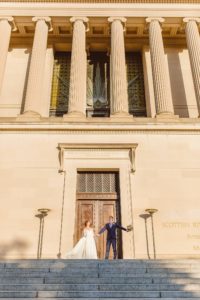 Bride and groom celebrating at the Scottish Rite House of the Temple | Brooke Michelle Photography