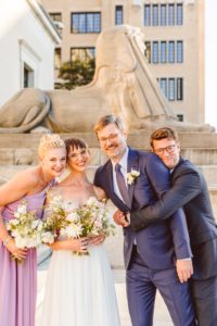 Bride and groom with maid of honor and best man in Washington DC | Brooke Michelle Photography