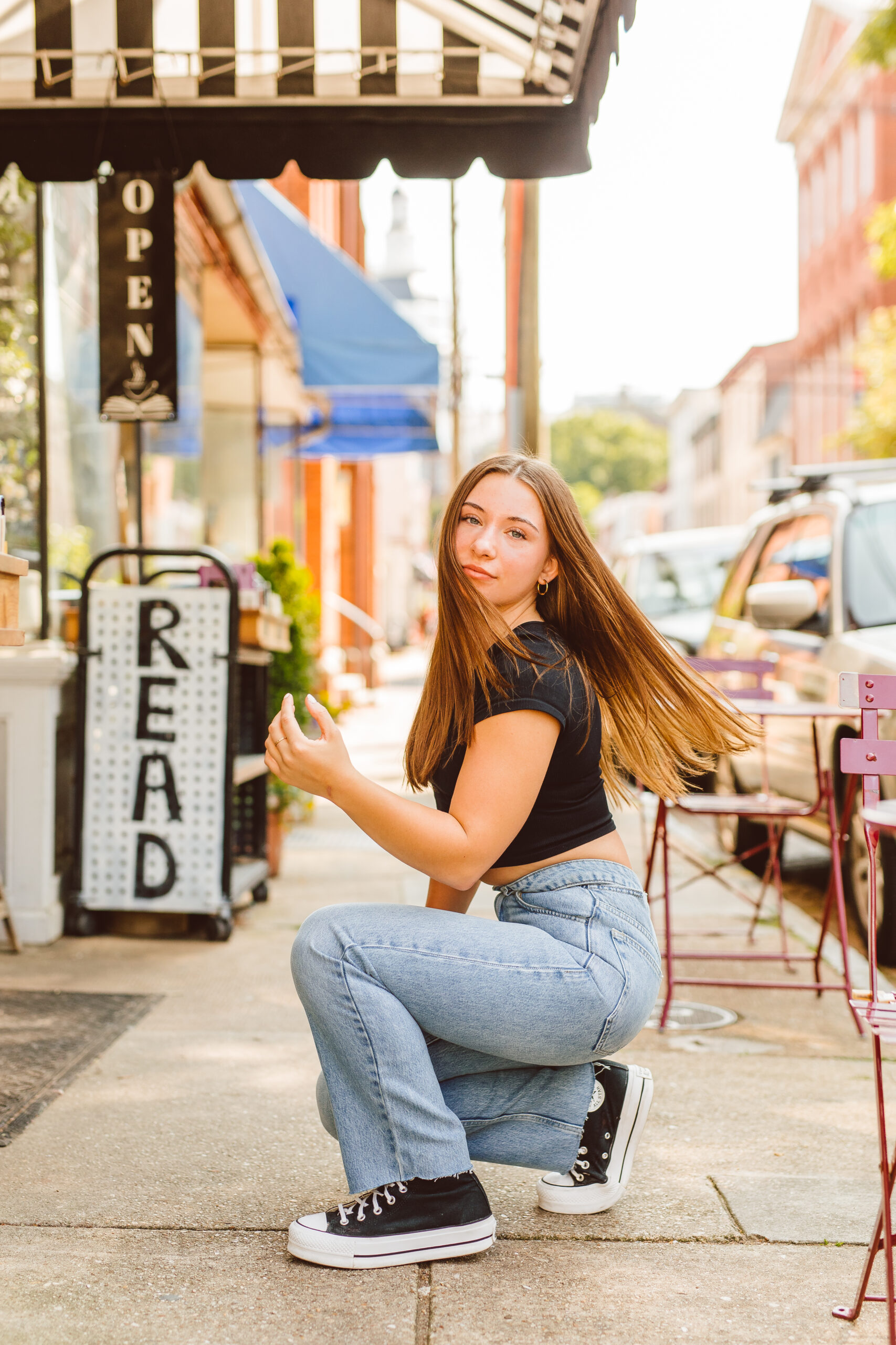 Downtown Annapolis Maryland senior portraits at Old Fox Books captured by Brooke Michelle - Annapolis Photographer.