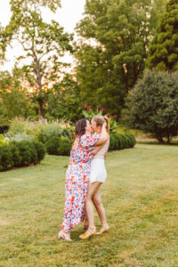 couple kissing each other during their engagement session