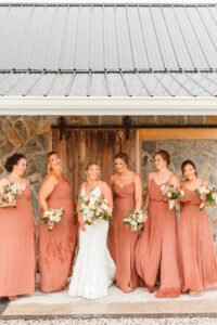 stunning bride and bridesmaids at the Intimate Rainy Wedding Day