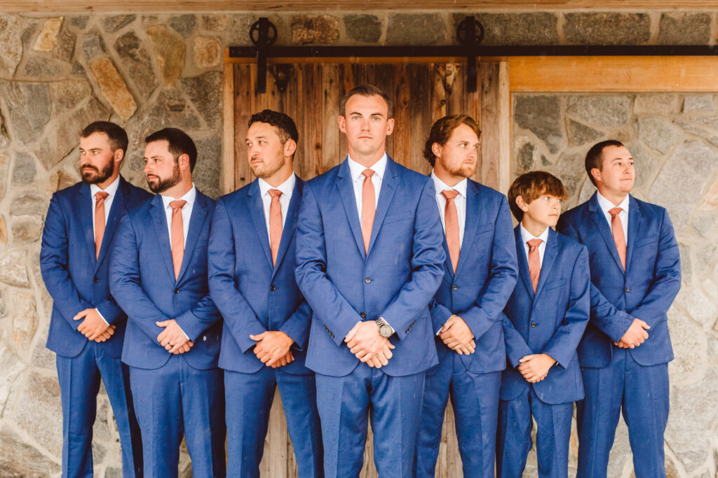 groom and groomsmen at the intimate rainy wedding day