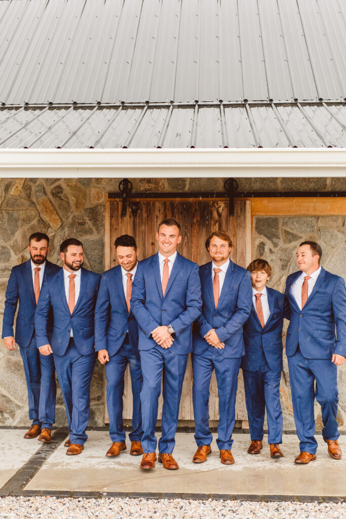 groom and his friends at the Intimate Rainy Wedding Day