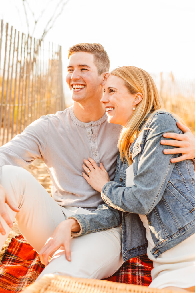 couple laughing during their engagement session