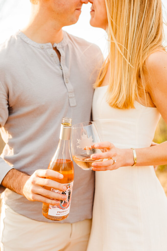 closeup shot of the couple drinking wine
