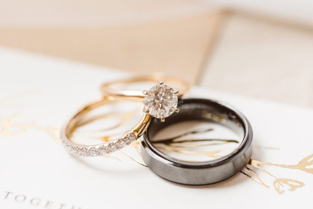 bride and groom wedding rings