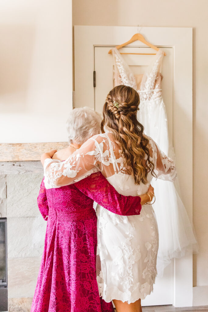 bride and her grandma hugging