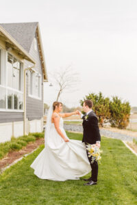 cute couple dancing during their bridal ssession