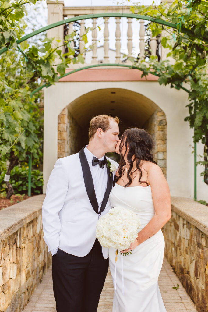 picture of the newlyweds kissing