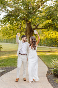 couple having the best time at their romantic wedding