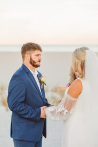 bride and groom emotional at their romantic ceremony