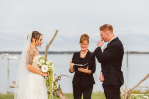 bride and groom emotional during their wedding ceremony
