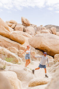 fun couple portraits in joshua tree