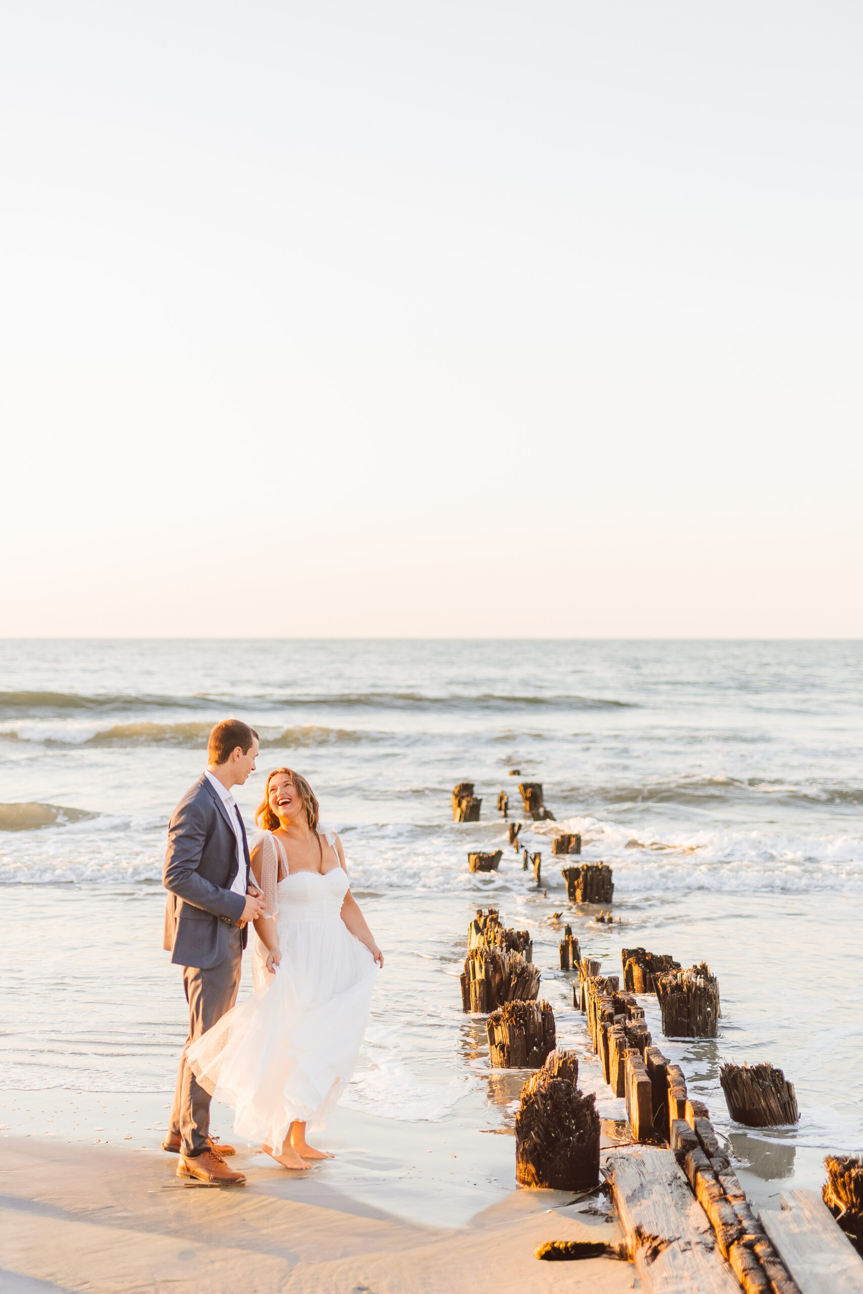 Romantic Folly Beach Engagement Photos at Sunrise | A South Carolina Love Story