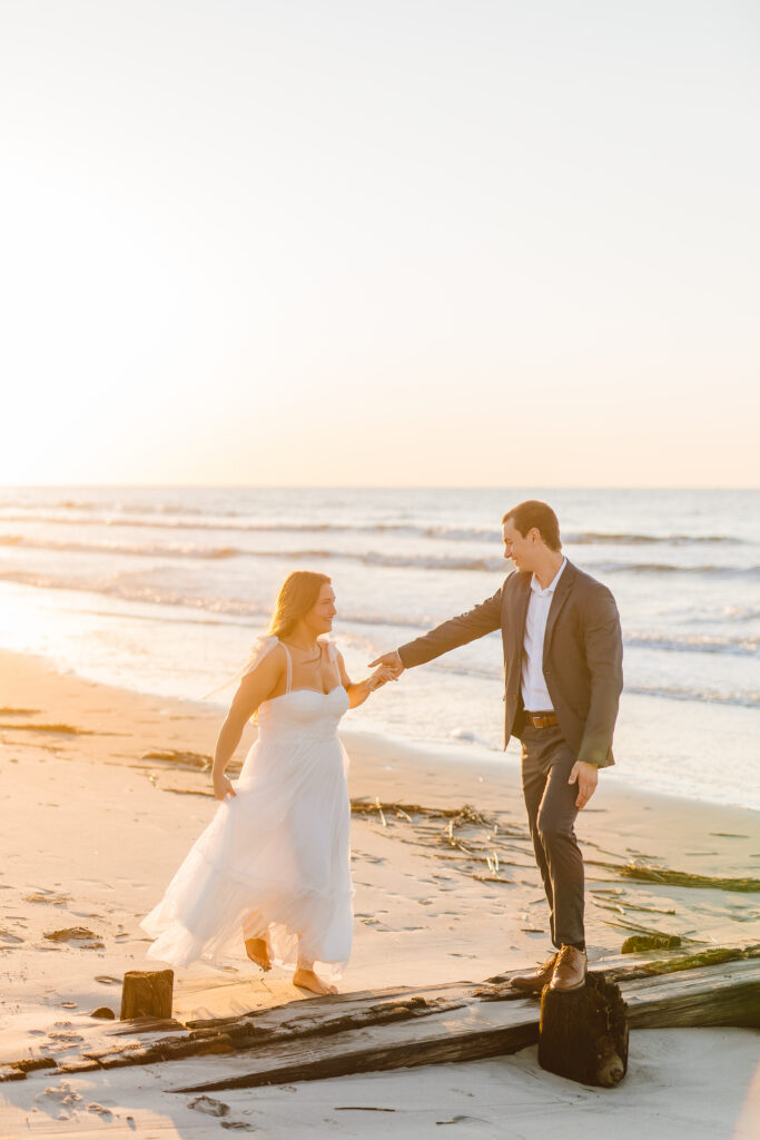 Romantic Folly Beach Engagement Photos at Sunrise | A South Carolina Love Story